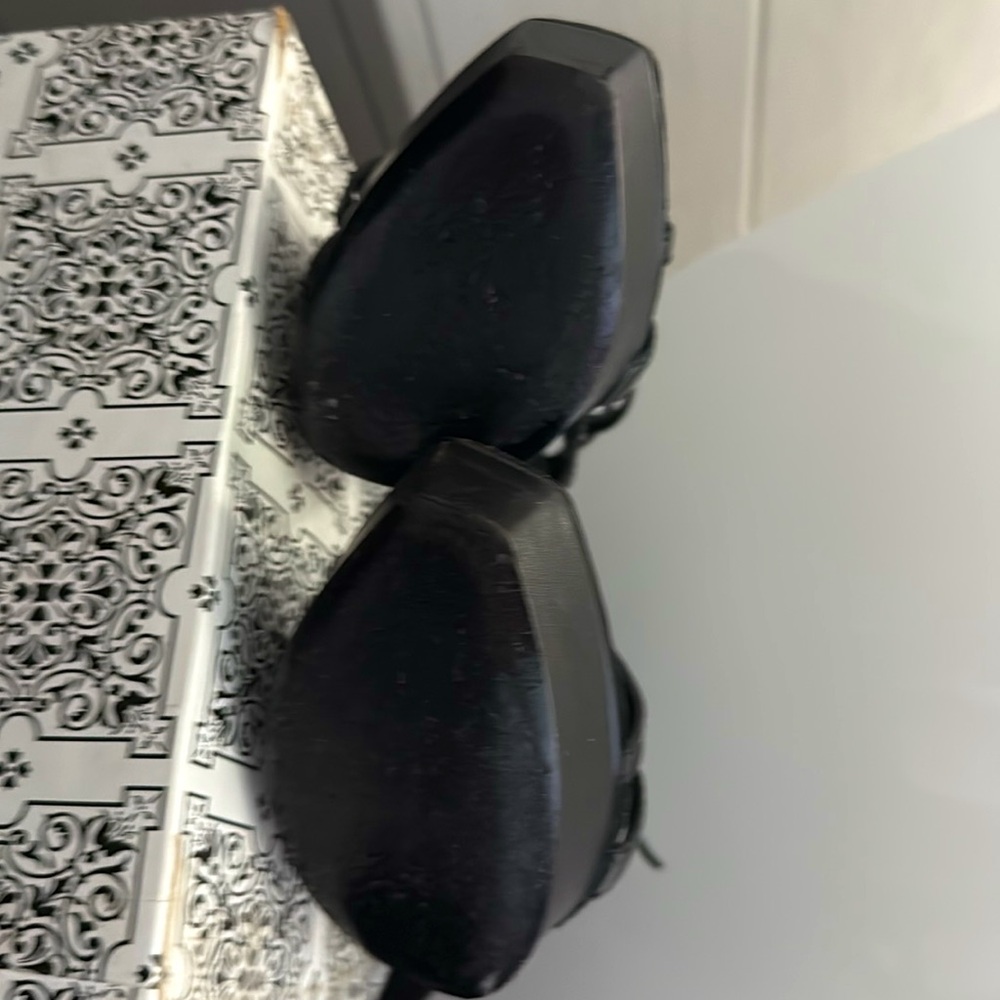 GUCCI DARYL BLACK LEATHER AND SUEDE GLADIATOR CAGED PLATFORM SANDALS - Picture 2 of 7